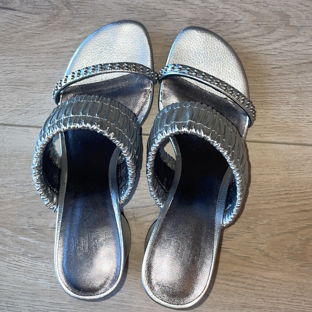 PAIGE Jade Metallic Silver Slide Sandal - Picture 8 of 10